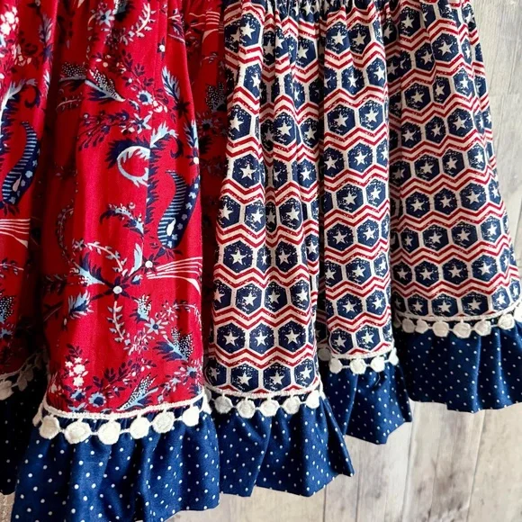 Persnickety Red and Blue Patterned Twirl Skirt, girls size 8 years. NWT’s - Picture 2 of 4